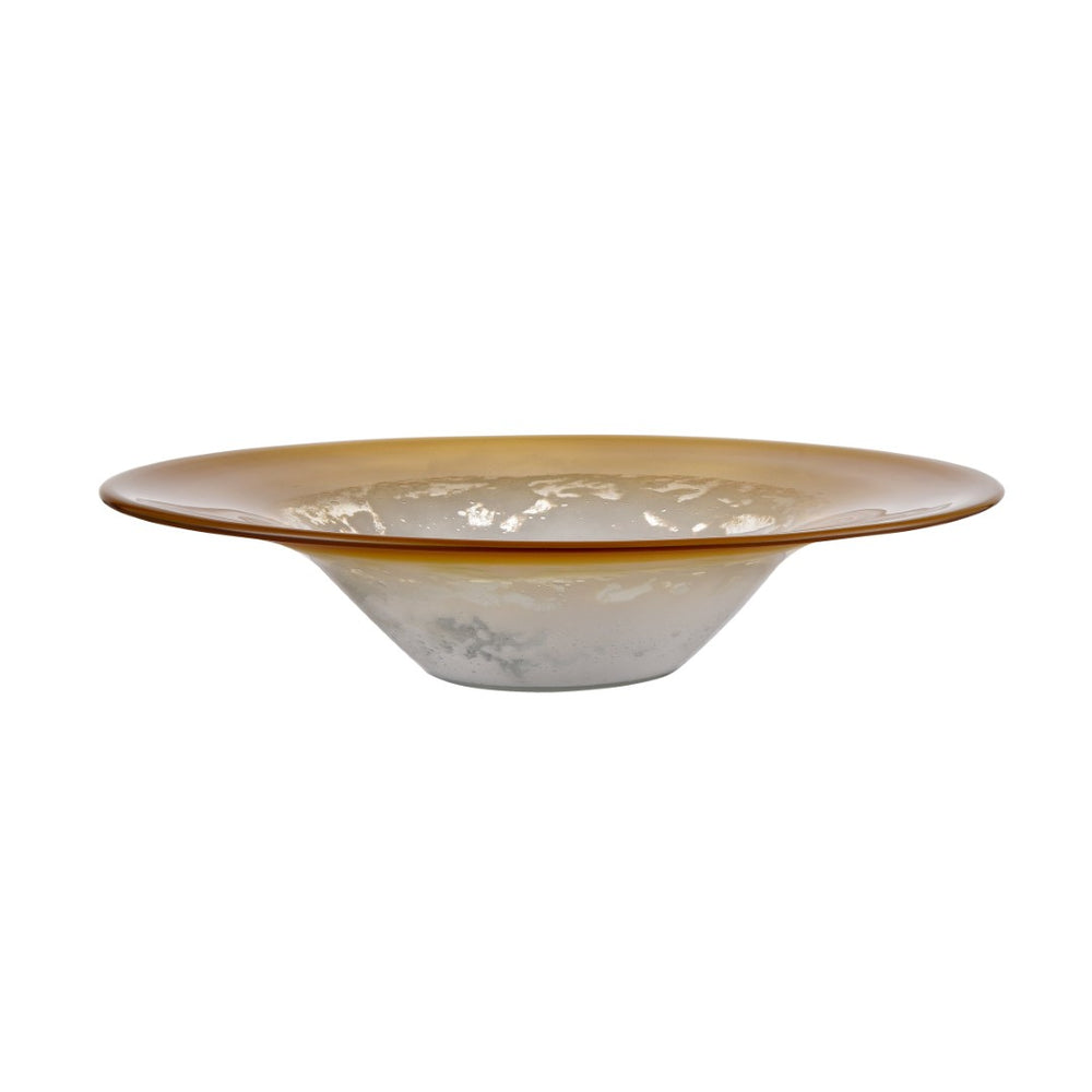 Atlas Nealon Bowl - Handcrafted Yellow Ochre Ombre Glass Centerpiece for Artisanal Home Decor Elegance AC11496-01