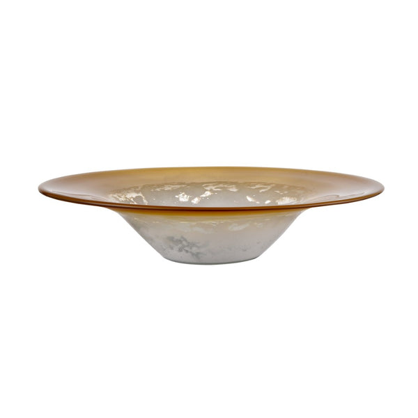 Atlas Nealon Bowl - Handcrafted Yellow Ochre Ombre Glass Centerpiece for Artisanal Home Decor Elegance AC11496-01