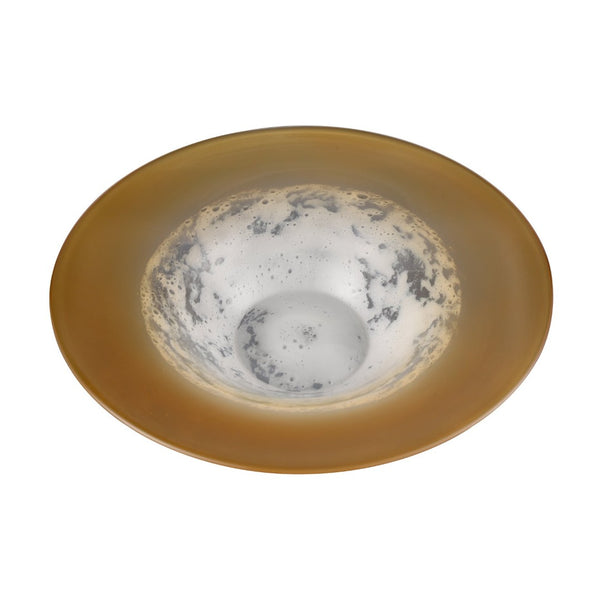Atlas Nealon Bowl - Handcrafted Yellow Ochre Ombre Glass Centerpiece for Artisanal Home Decor Elegance AC11496-01