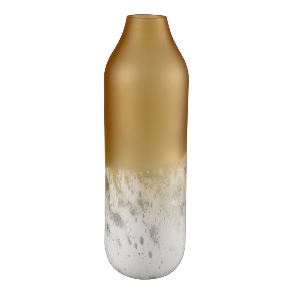 Atlas Nealon Vase - Artisan-Crafted Glass Accent in Yellow Ochre with Unique Speckled Design for Home Decor Large Ochre AC11497-02