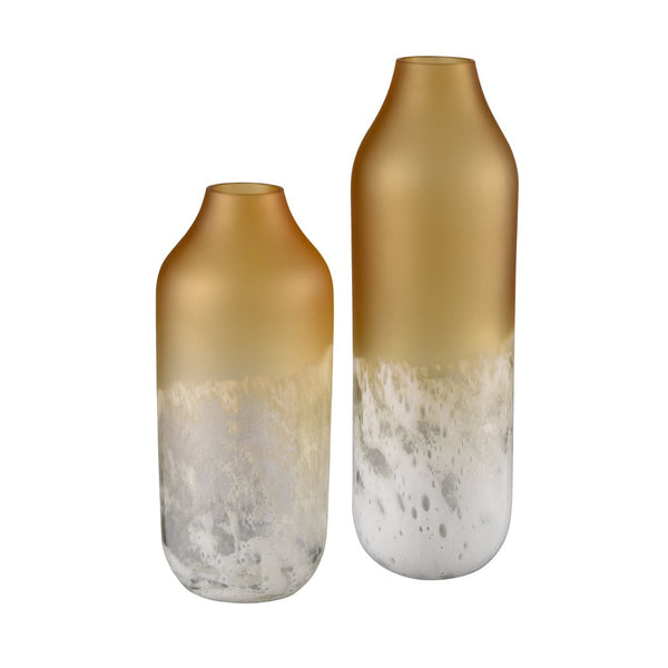 Atlas Nealon Vase - Artisan-Crafted Glass Accent in Yellow Ochre with Unique Speckled Design for Home Decor Large Ochre AC11497-02