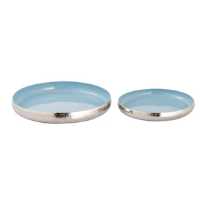Atlas Nelson Tray Set of 2 - Stylish Light Blue Enamel Nesting Trays for Elegant Tabletop Organization AC11498-01S