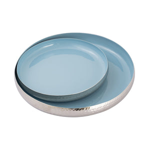 Atlas Nelson Tray Set of 2 - Stylish Light Blue Enamel Nesting Trays for Elegant Tabletop Organization AC11498-01S