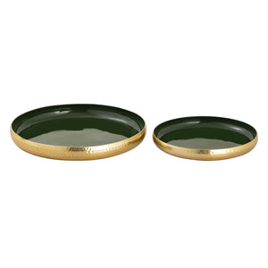 Atlas Nelson Tray Set of 2 - Dark Green Enamel Nesting Trays for Elegant Tabletop & Versatile Display AC11498-02S