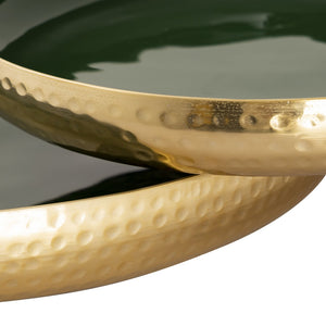 Atlas Nelson Tray Set of 2 - Dark Green Enamel Nesting Trays for Elegant Tabletop & Versatile Display AC11498-02S