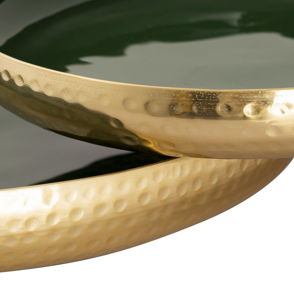 Atlas Nelson Tray Set of 2 - Dark Green Enamel Nesting Trays for Elegant Tabletop & Versatile Display AC11498-02S