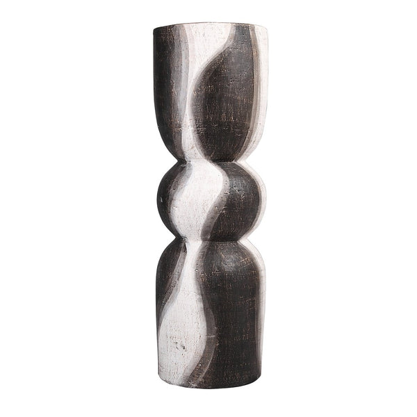 Atlas Noma Vase - Artisanal Terracotta Statement Piece with Unique Wavy Design for Elegant Home Décor Large Dark Brown AC11500-01