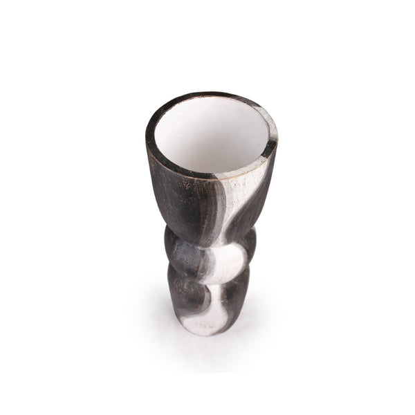 Atlas Noma Vase - Artisanal Terracotta Statement Piece with Unique Wavy Design for Elegant Home Décor Large Dark Brown AC11500-01