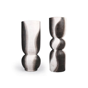 Atlas Noma Vase - Artisanal Terracotta Statement Piece with Unique Wavy Design for Elegant Home Décor Large Dark Brown AC11500-01