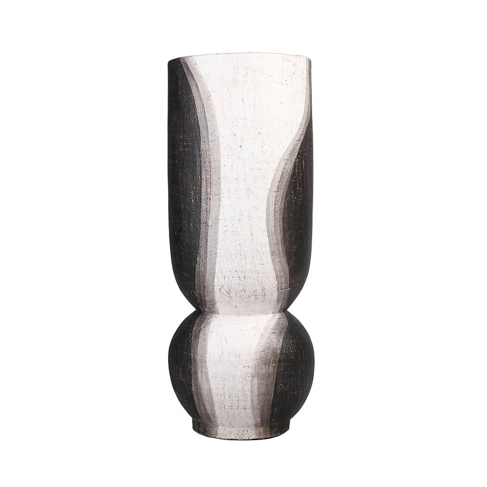 Atlas Noma Vase - Artisanal Terracotta Statement Piece with Unique Wavy Design for Elegant Home Décor Small Dark Brown AC11501-01