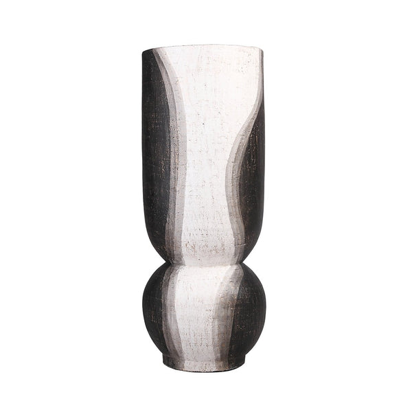 Atlas Noma Vase - Artisanal Terracotta Statement Piece with Unique Wavy Design for Elegant Home Décor Small Dark Brown AC11501-01