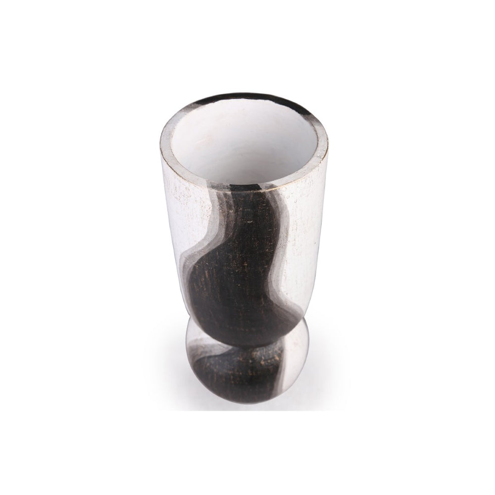 Atlas Noma Vase - Artisanal Terracotta Statement Piece with Unique Wavy Design for Elegant Home Décor Small Dark Brown AC11501-01