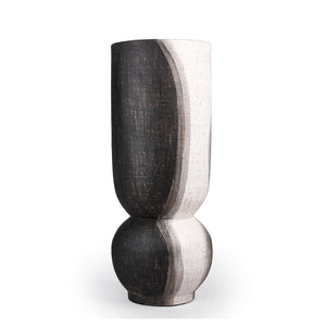 Atlas Noma Vase - Artisanal Terracotta Statement Piece with Unique Wavy Design for Elegant Home Décor Small Dark Brown AC11501-01