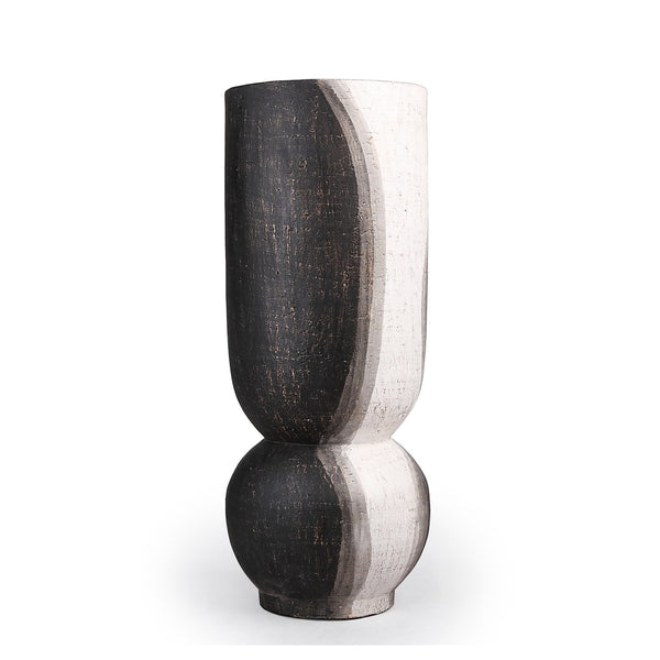 Atlas Noma Vase - Artisanal Terracotta Statement Piece with Unique Wavy Design for Elegant Home Décor Small Dark Brown AC11501-01