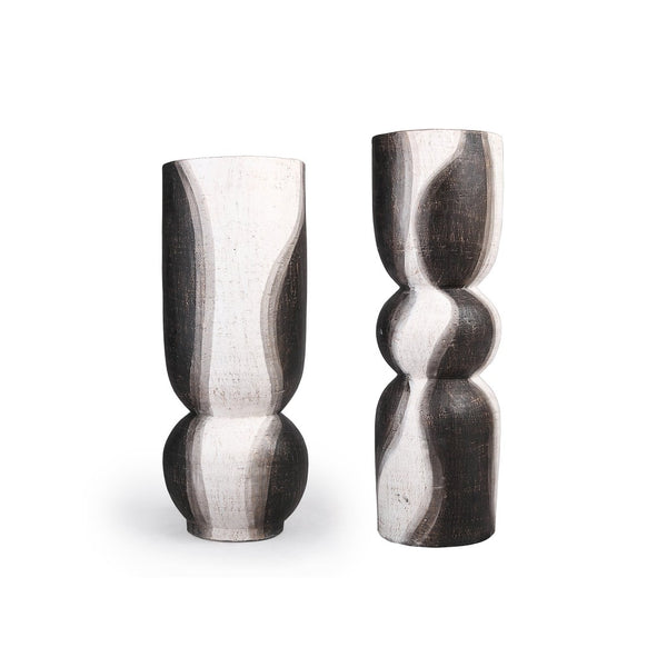 Atlas Noma Vase - Artisanal Terracotta Statement Piece with Unique Wavy Design for Elegant Home Décor Small Dark Brown AC11501-01