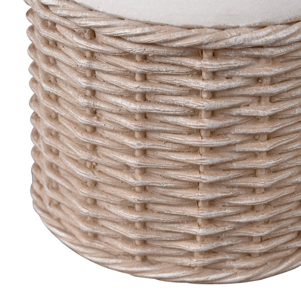 Atlas Norris Candleholder Set of 2 - Coastal-Inspired Beige Pillar Holders with Woven Rattan Base AC11502-01S