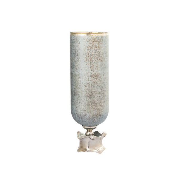 Atlas Oasis Medium Vase - Sculptural Frosted Blue Glass with Metallic Accents for Modern Decor Elegance AC11503-01