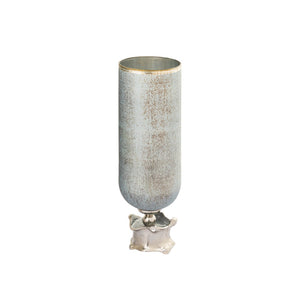 Atlas Oasis Medium Vase - Sculptural Frosted Blue Glass with Metallic Accents for Modern Decor Elegance AC11503-01