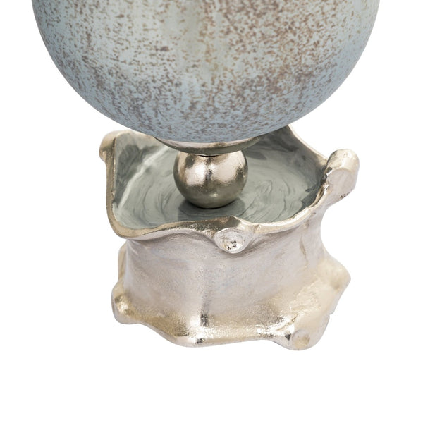Atlas Oasis Medium Vase - Sculptural Frosted Blue Glass with Metallic Accents for Modern Decor Elegance AC11503-01
