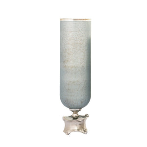Atlas Oasis Large Decorative Vase - Frosted Blue Glass & Metallic Accents for Stunning Floral Displays AC11503-02