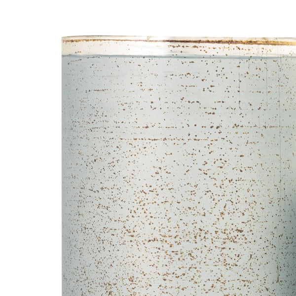 Atlas Oasis Large Decorative Vase - Frosted Blue Glass & Metallic Accents for Stunning Floral Displays AC11503-02