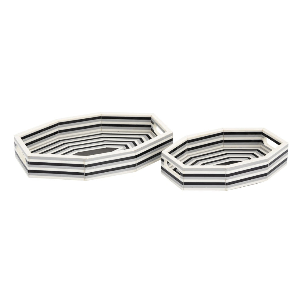 Atlas Octagonal Nesting Trays Set of 2 – Modern Geometric Design for Stylish Tabletop Décor and Organization AC11505-01S