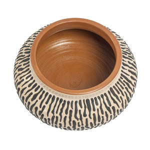 Atlas Ofelia Bowl - Artisan Ceramic Decor Piece with Smoky-Black Squiggle Motif for Elegant Styling AC11507-01