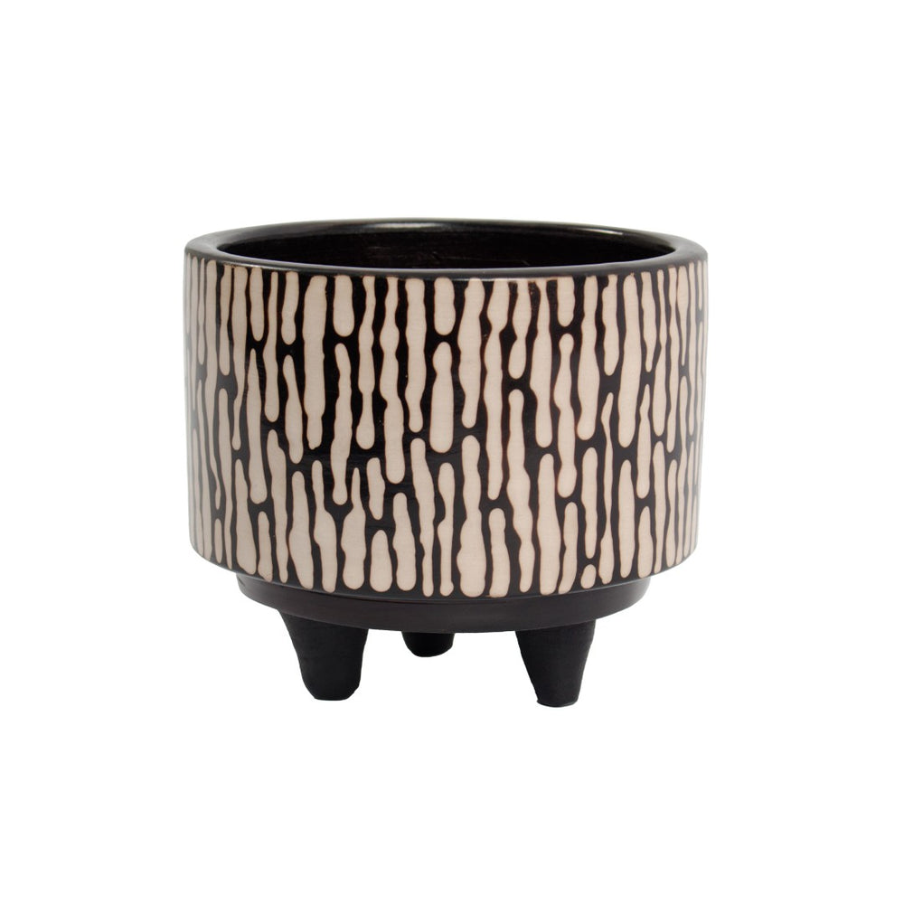 Atlas Ofelia Planter - Small Black Ceramic Accent for Succulents, Stylish Home Decor, and Modern Spaces AC11509-01