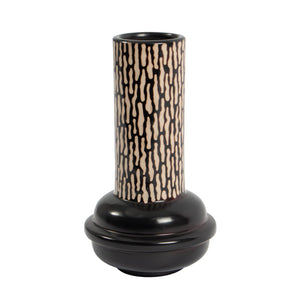 Atlas Ofelia Vase - Sculptural Ceramic Column with Two-Tone Finish for Modern Home Décor and Style Medium Black AC11510-01