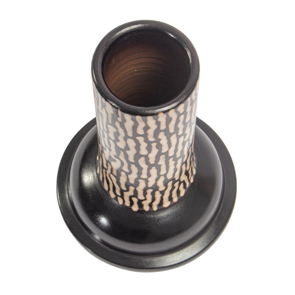 Atlas Ofelia Vase - Sculptural Ceramic Column with Two-Tone Finish for Modern Home Décor and Style Medium Black AC11510-01