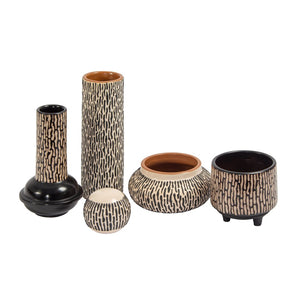 Atlas Ofelia Vase - Sculptural Ceramic Column with Two-Tone Finish for Modern Home Décor and Style Medium Black AC11510-01