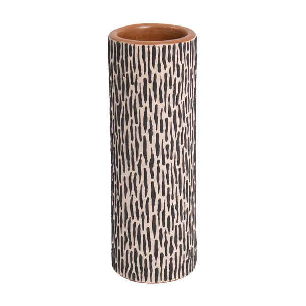 Atlas Ofelia Vase - Sculptural Ceramic Column with Two-Tone Finish for Modern Home Décor and Style Tall Black AC11511-01