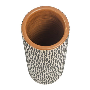 Atlas Ofelia Vase - Sculptural Ceramic Column with Two-Tone Finish for Modern Home Décor and Style Tall Black AC11511-01