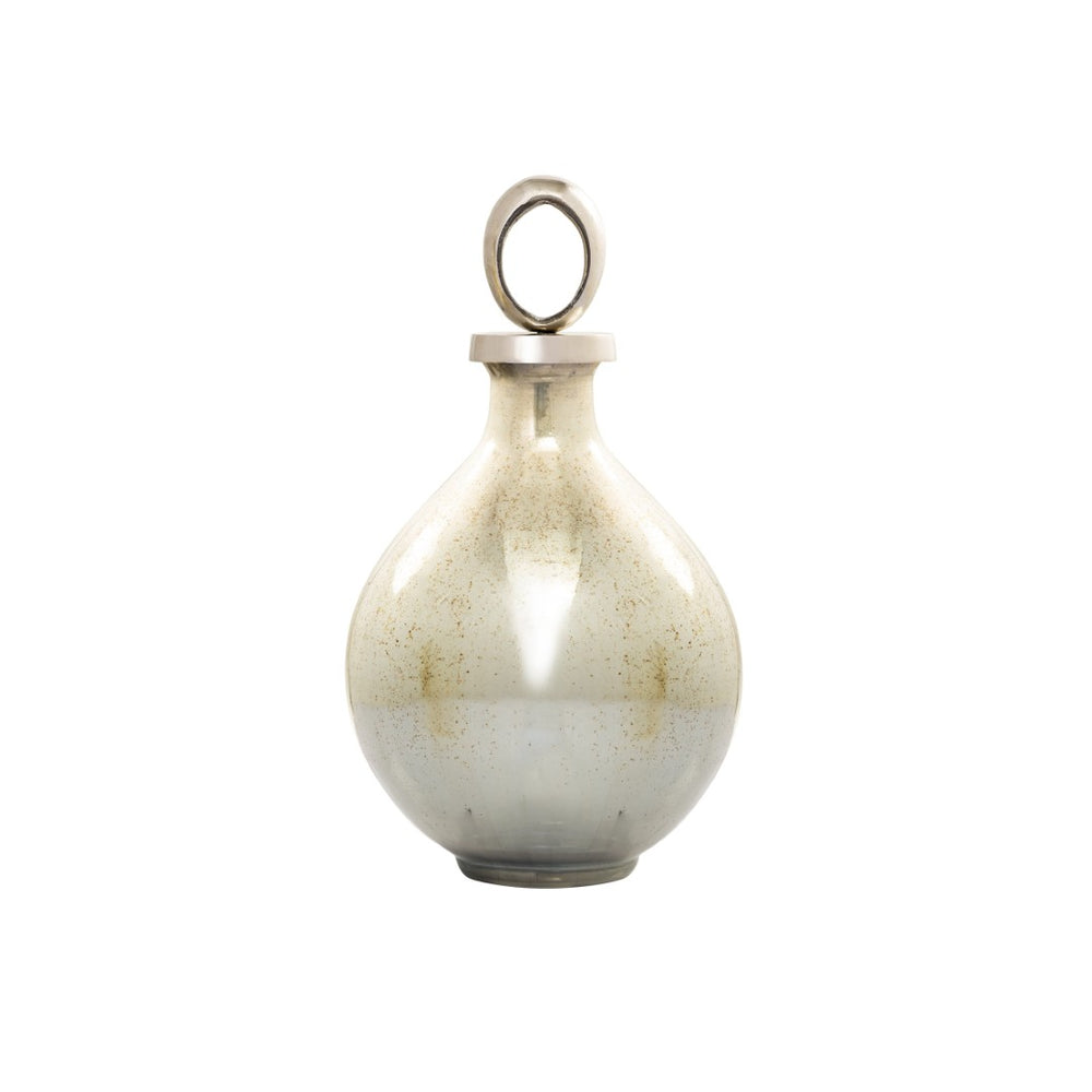 Atlas Opal Ring Decorative Bottle – Elegant Ombre Mercury-Glass with Polished Nickel Accents for Home Decor Medium AC11512-01