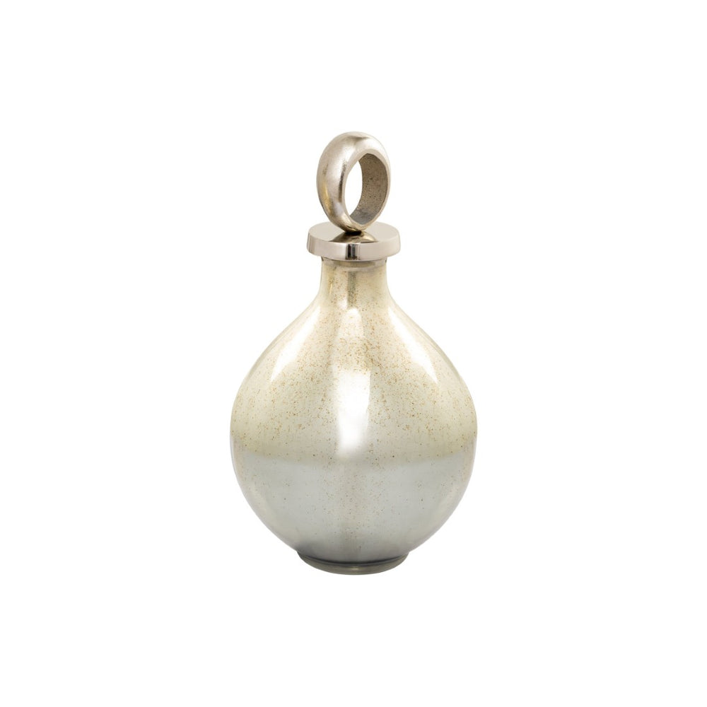 Atlas Opal Ring Decorative Bottle – Elegant Ombre Mercury-Glass with Polished Nickel Accents for Home Decor Medium AC11512-01