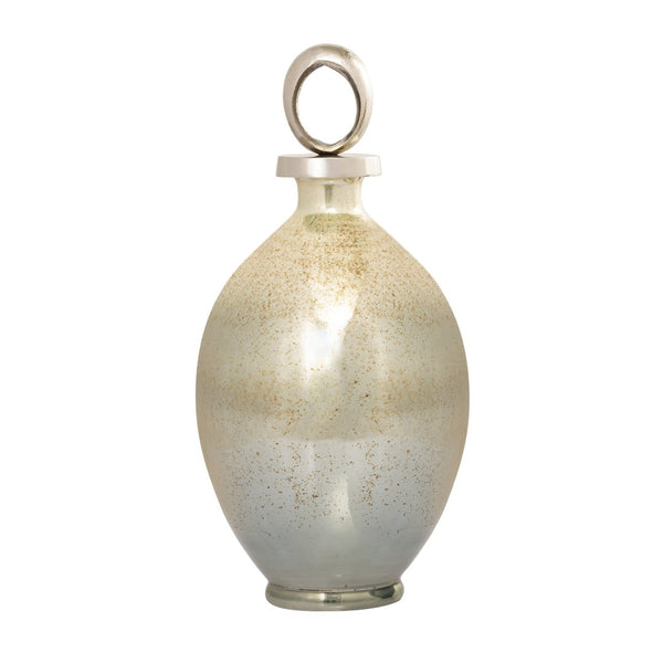 Atlas Opal Ring Decorative Bottle – Elegant Ombre Mercury-Glass with Polished Nickel Accents for Home Decor Large AC11512-02