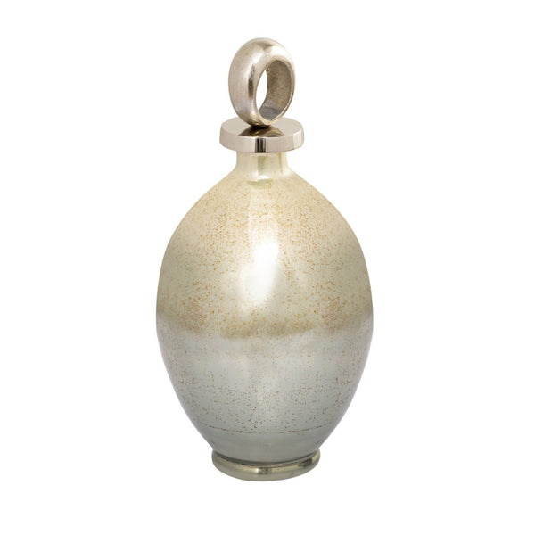 Atlas Opal Ring Decorative Bottle – Elegant Ombre Mercury-Glass with Polished Nickel Accents for Home Decor Large AC11512-02