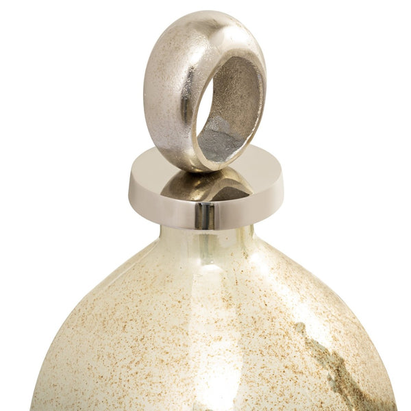 Atlas Opal Ring Decorative Bottle – Elegant Ombre Mercury-Glass with Polished Nickel Accents for Home Decor Large AC11512-02