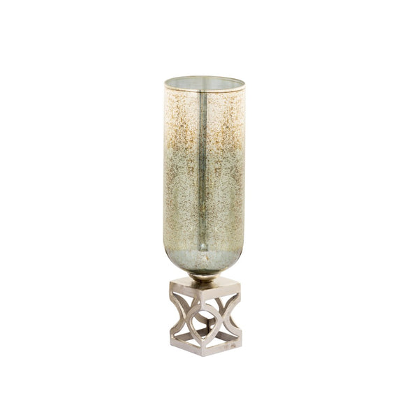 Atlas Opal Vase - Modern Ombre Mercury Glass Centerpiece with Polished Metal Accents for Elegant Décor Medium AC11513-01