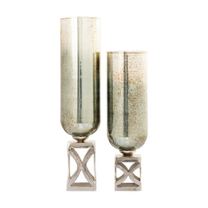 Atlas Opal Vase - Modern Ombre Mercury Glass Centerpiece with Polished Metal Accents for Elegant Décor Medium AC11513-01