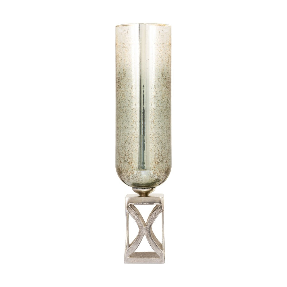 Atlas Opal Vase - Modern Ombre Mercury Glass Centerpiece with Polished Metal Accents for Elegant Décor Large AC11513-02