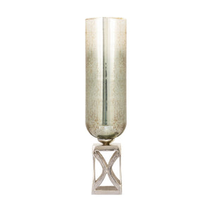 Atlas Opal Vase - Modern Ombre Mercury Glass Centerpiece with Polished Metal Accents for Elegant Décor Large AC11513-02
