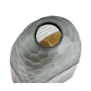 Atlas Oreja Vase - Small Rustic Elegance in Smoke Gray Glass with Honeycomb Texture for Modern Decor AC11514-01