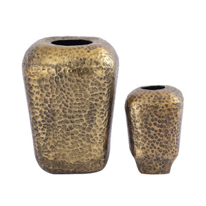 Atlas Organic Vases Set of 2 - Hammered Aged Brass, Artisanal Design for Stylish Home Décor & Accents AC11515-01S