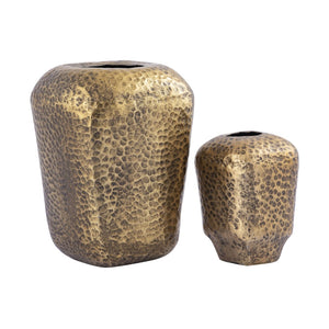 Atlas Organic Vases Set of 2 - Hammered Aged Brass, Artisanal Design for Stylish Home Décor & Accents AC11515-01S