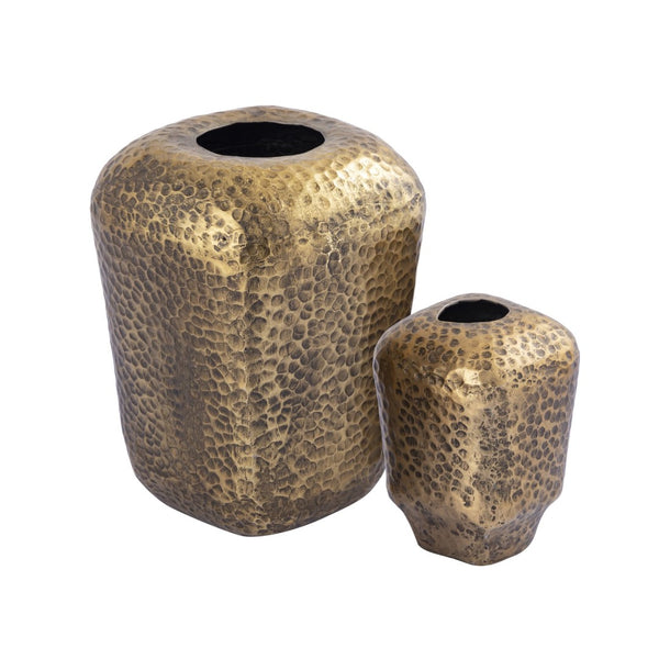 Atlas Organic Vases Set of 2 - Hammered Aged Brass, Artisanal Design for Stylish Home Décor & Accents AC11515-01S