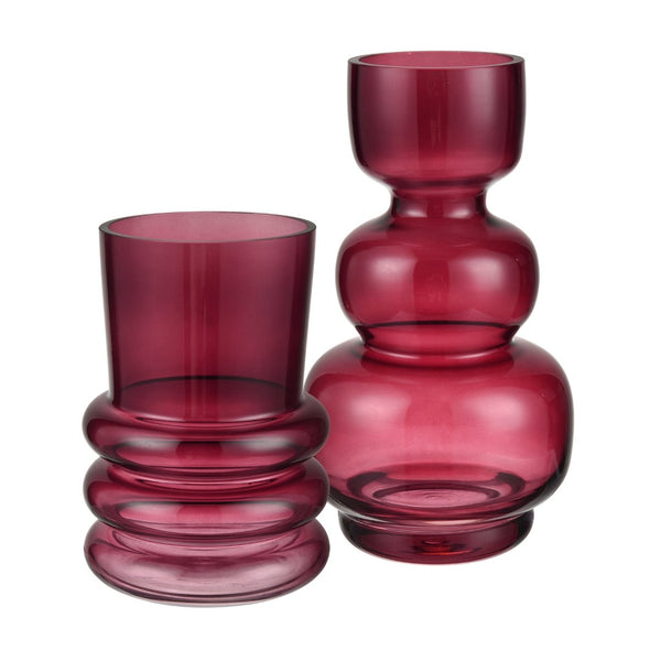 Atlas Oria Vase - Sculptural Glass Masterpiece in Deep Merlot Hue for Stunning Home Décor Accents Large AC11516-01