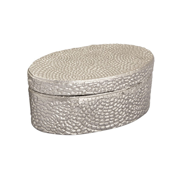 Atlas Oval Pebble Box - Elegant Antique Nickel Storage Solution for Jewelry, Keys, and Decor Accents Small Nickel AC11521-01