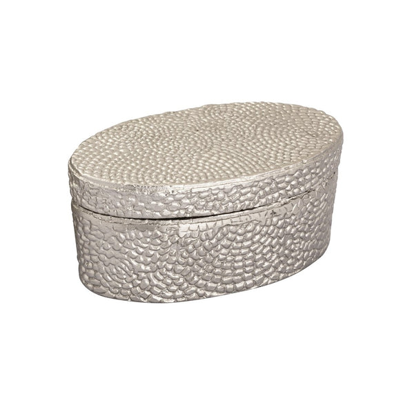 Atlas Oval Pebble Box - Elegant Antique Nickel Storage Solution for Jewelry, Keys, and Decor Accents Small Nickel AC11521-01