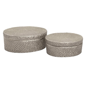 Atlas Oval Pebble Box - Elegant Antique Nickel Storage Solution for Jewelry, Keys, and Decor Accents Small Nickel AC11521-01